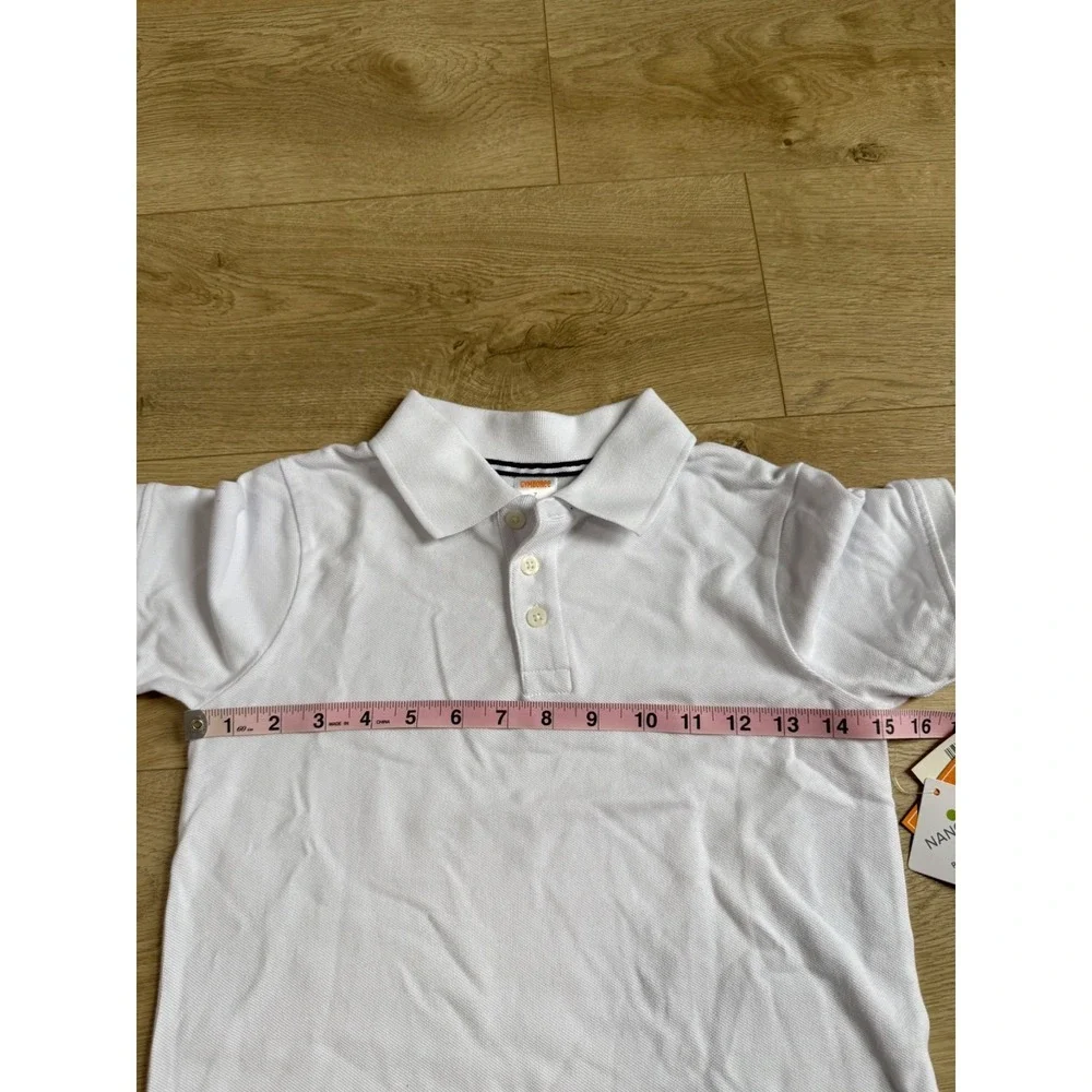 NWT Boys Kid Gymboree playproof uniforms nanotex short sleeve white polo size 7